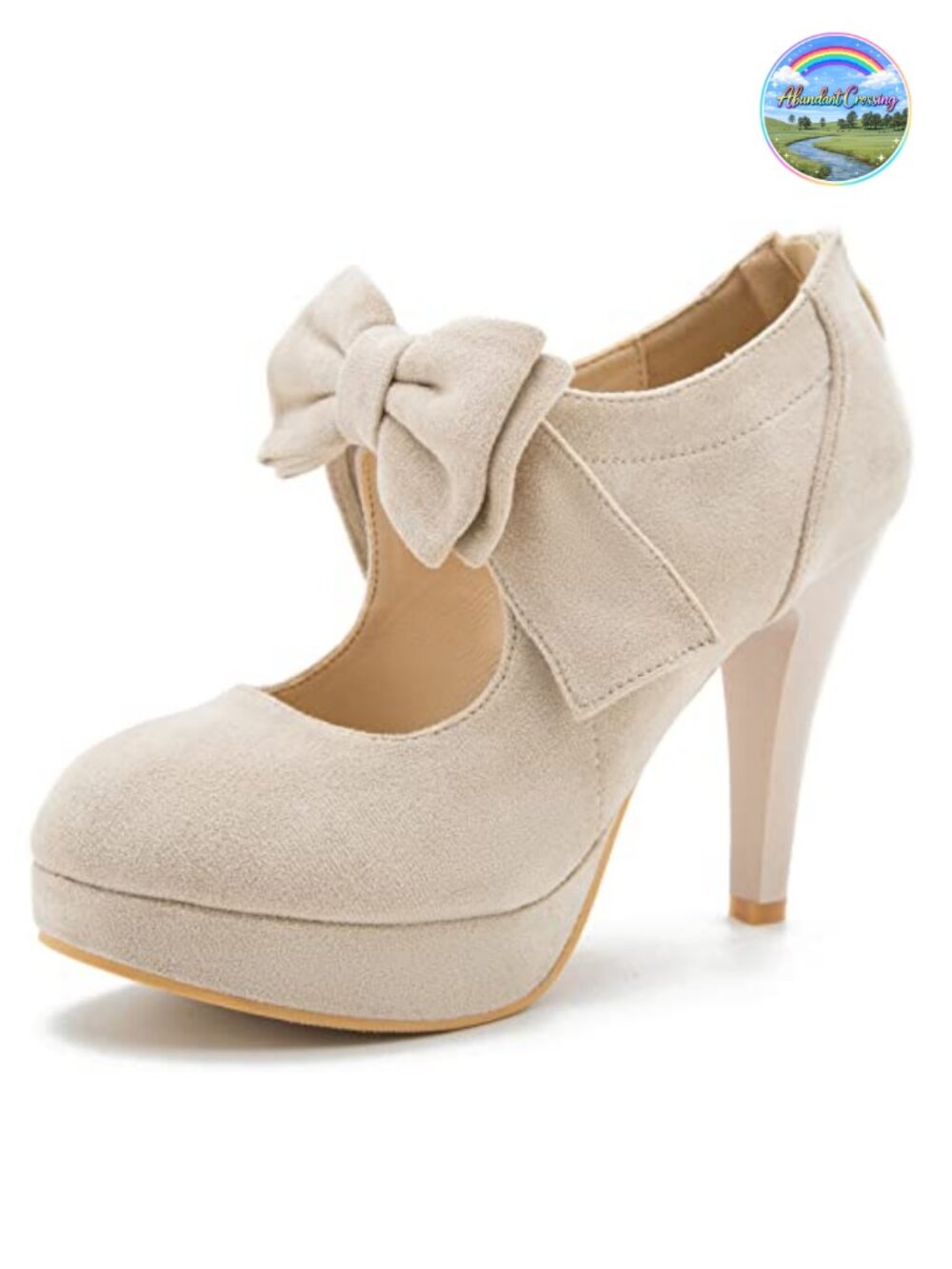 Platform Mary Jane Pumps with Bow High Heel Round Toe Zip Closure